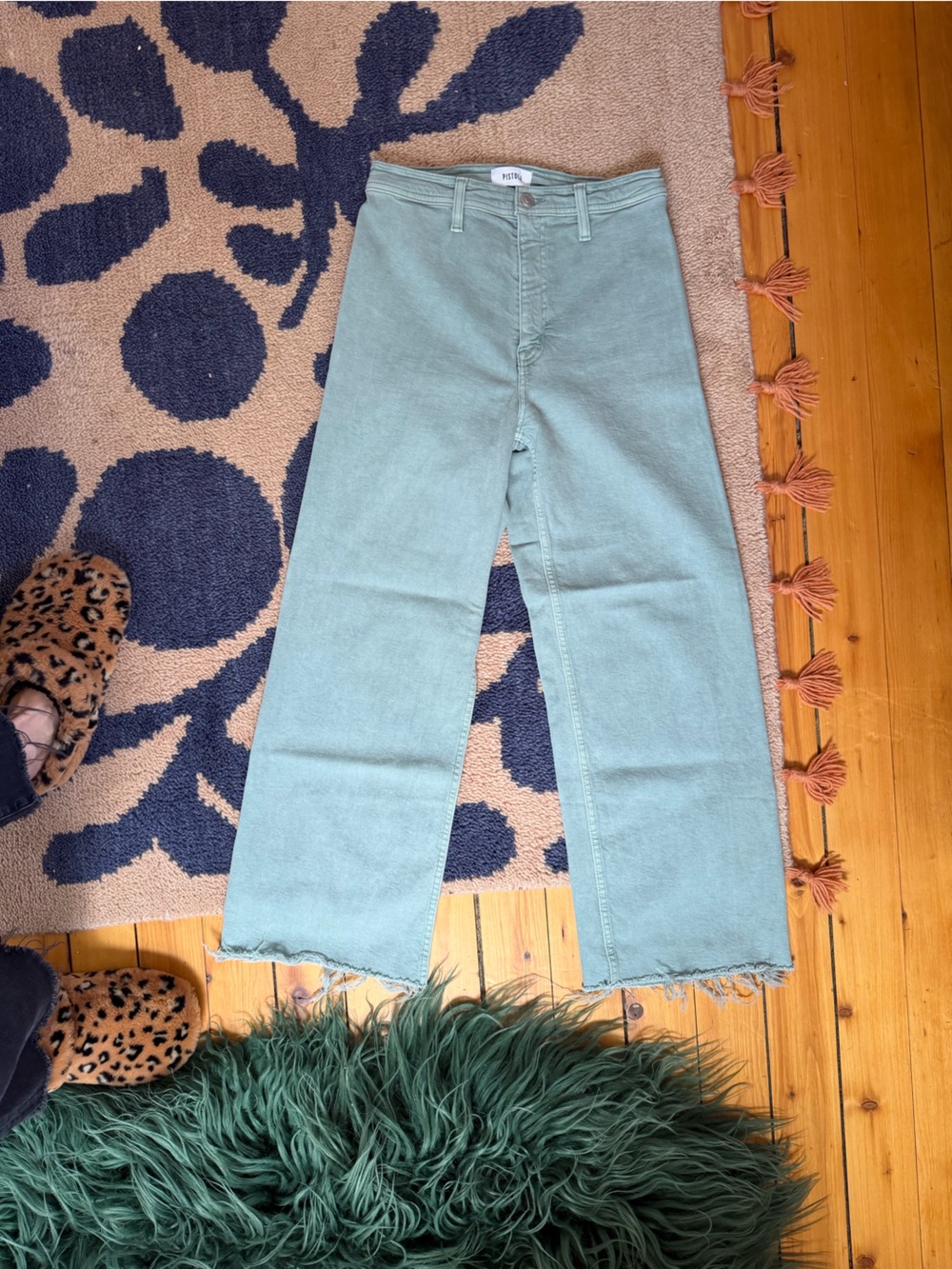 pistola Light Teal high rise Jeans with Frayed Hem 26 nwot